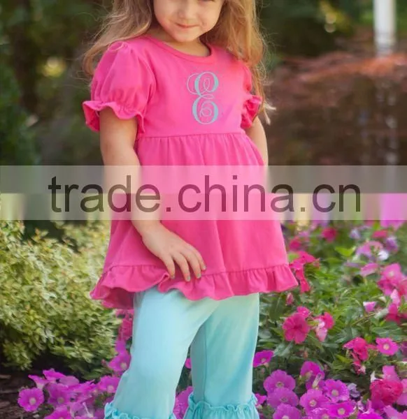 Top and Pants Ruffle Outfit for Kids Red Cotton Ruffle Top for Children New Design photo-5