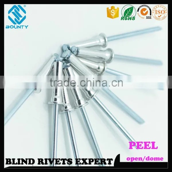HIGH QUALITY OPEN END MANUFACTURER BUTTON HEAD ALUMINUM STEEL POP PEEL TYPE RIVETS photo-5