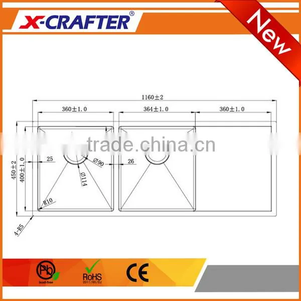 Wholesale Brushed Surface Treatment Customized Hole Single Bowl Stainless Used Apron Front Sinks photo-2