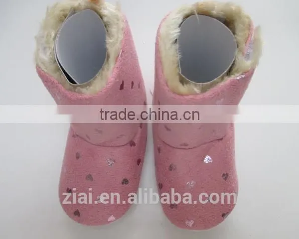 Lovely Baby Girl Boots Cute Print Snow Footwear Suede Leather Baby Fur Winter Shoes photo-2