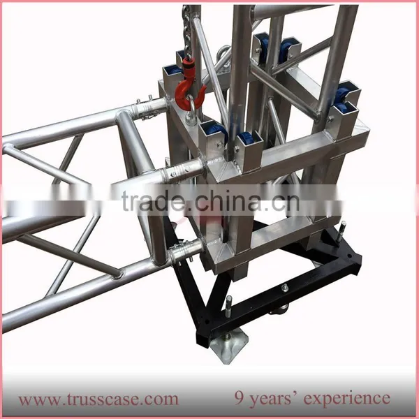 Aluminum truss system set up with chain hoist