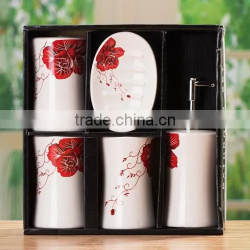 5-Piece Ceramic Bathroom Set,rose Design photo-2