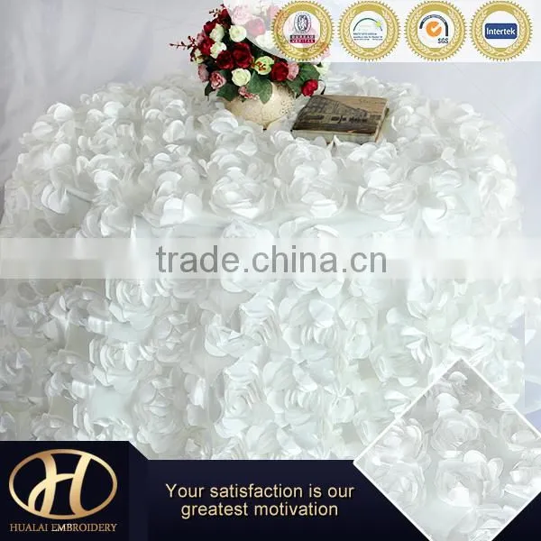IVORY ROSETTLE TABLE CLOTH /IVORY ROSE EMBROIDERY TABLE CLOTH FOR WEDDING