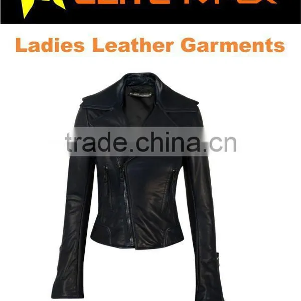 Ladies Biker Sheep Leather Jacket