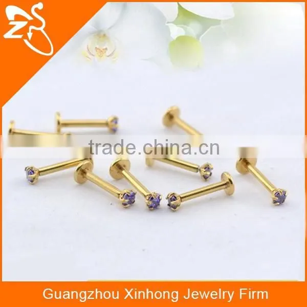 Double Jeweled Cross Labret Piercing Body Jewelry photo-2