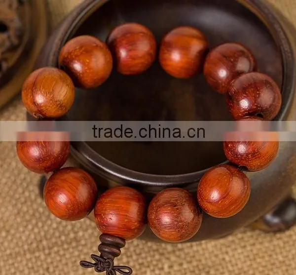 Men's Nice Round Natural Cat's Eye Red Antifatigue Sandalwood Beads Bracelet