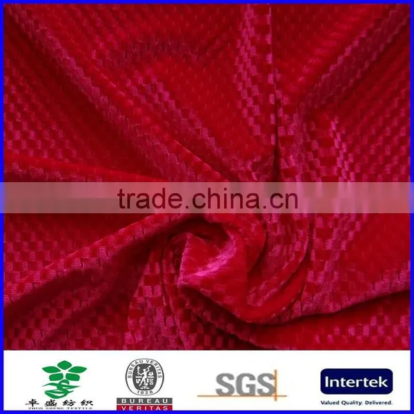 Polyester Plaid Emboss Solid Color Flocked Velvet Fabric photo-3