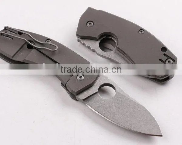OEM D2 Blade Material Pocket Knife With Titanium Alloy Handle photo-2