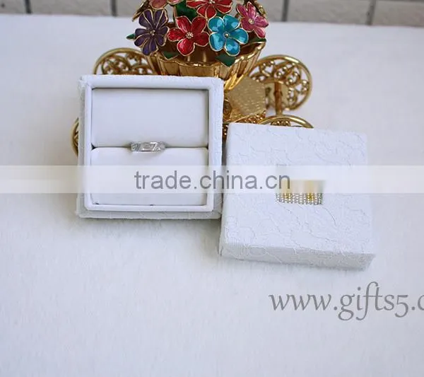 Elegant Lace White Engagement Ring Box With Beaded Name Plate of A photo-2