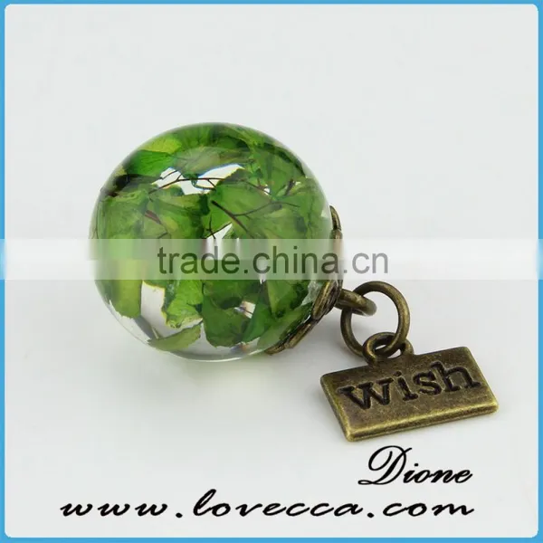 Handmade 20mm Round Clear Resin Ball Dried Pressed Real Flower Pendant With Wish Pendant Jewelry photo-4