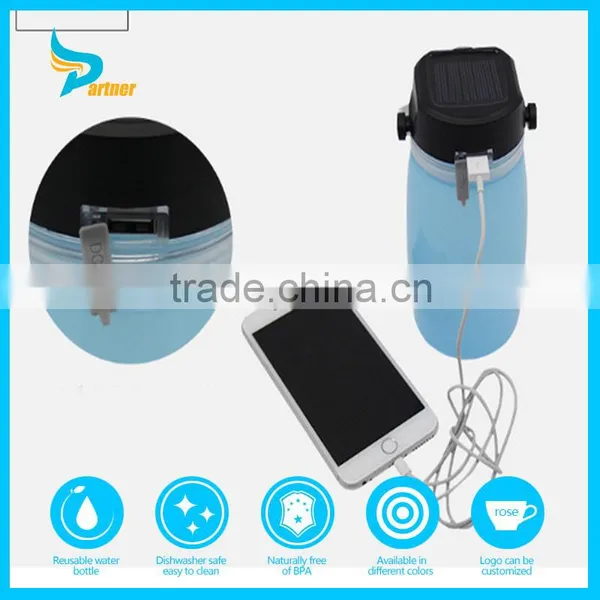700ml Unique Solar Light Silicone Foldable Water Bottle for Sale photo-3