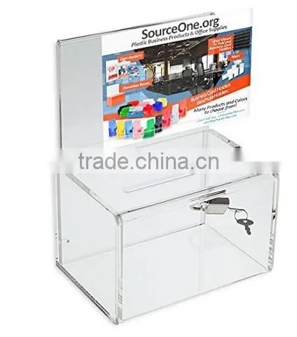 Source One Small 5-Inch Wide Deluxe Oblong Donation Box With Ad Frame & Free Lock photo-2