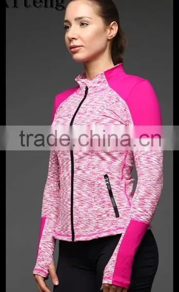 Kiteng 2016 New Design Women's Yoga Coat Fitness Running Sport Hooded Jacket Splice With Color Panel Office In USAsmall Minimum photo-2