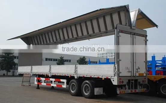 2 Axle Van Wing Semi Trailer , Open Wing Van Truck Trailer