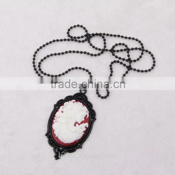 Fashion Jewelry Necklace Steampunk Necklace Beauty Silhouette Black Cameo Pendant 2015 New Party Dress Made in China Yiwu photo-3