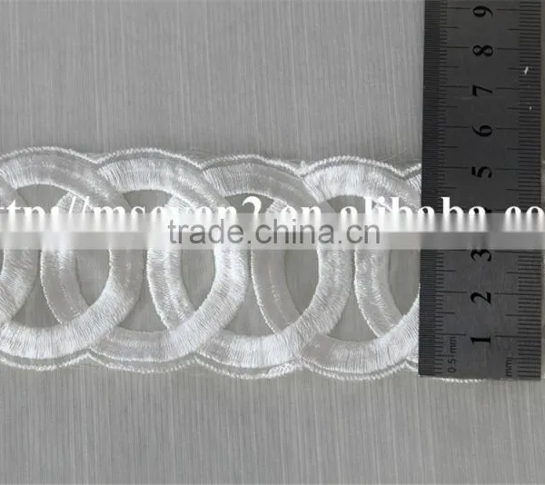 Good Sale Circle Pattern Silk White Polyester Embroidery Lace for Clothing photo-6
