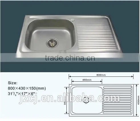 JZ-365 80x43 201single Bowl Single Tray Stainless Steel Kitchen Sink photo-2