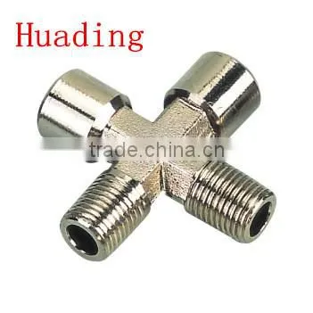 Brass Four Way Female Fitting ,3/8 " 1/2" 1/4" Brass Fitting Cross Type Fitting photo-2