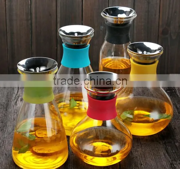 Glass Water Carafe With Stainless Steel Lid, Glass Iced Tea Pitcher With Glass Set photo-4