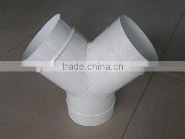 Greenhouse Air Ventilation System Galvanized Steel Y Tee 3-way Round Connector for Spiral Hose Duct Fittings photo-4