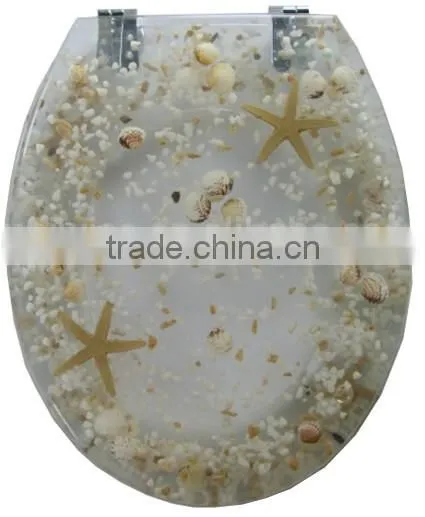 Beach/Sand/Shell Polyresin Toilet Seat,Lucite Toilet Seat,Resin Toilet Seats, 18" Size photo-3