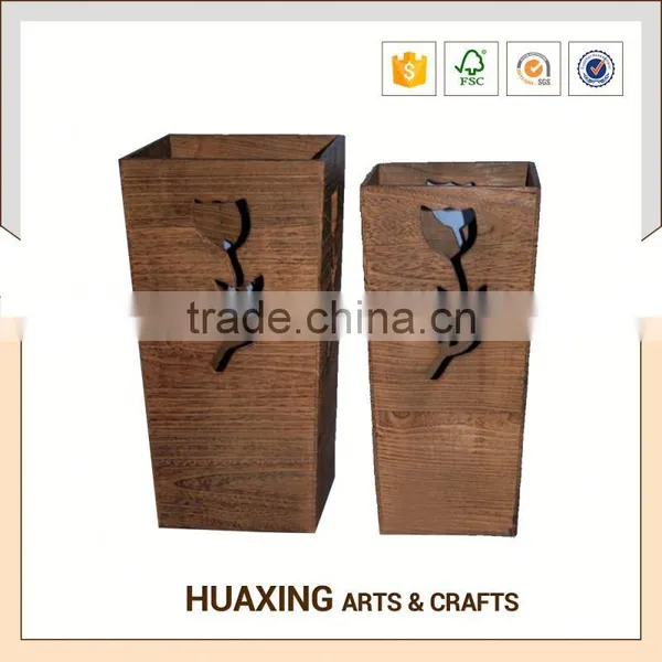 Antique Design Rustic Handmade Wooden Flower Pot photo-4