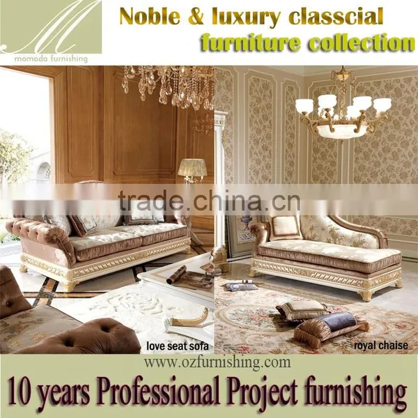 YB62 Luxury Sofa Set New Designs Italian Antique Style Sofa Classic Living Room White Wooden Frame Fabric Furniture photo-3