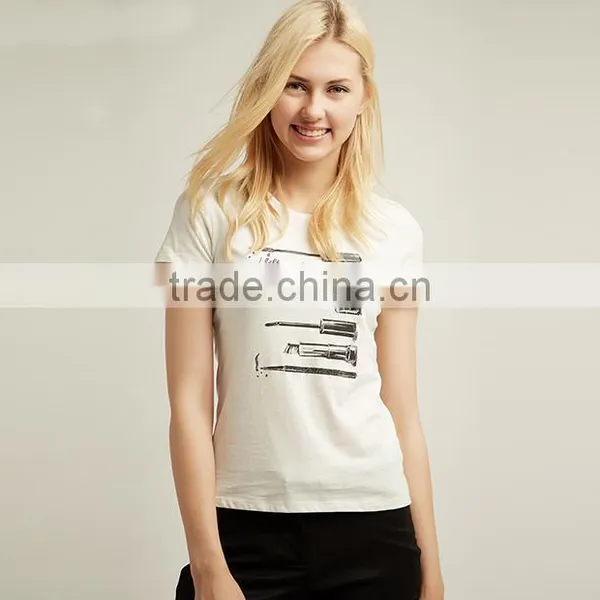 2017 New Collection Custom Fashion T-shirt Summer Woman Sports Printing Cotton T-shirt photo-3