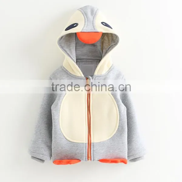 Super Cute Childrens Penguin Pattern Hoodie Biker Jacket photo-2