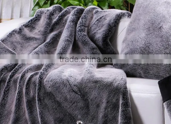 Heavy Weight Thick Warm 100% Polyester Rabbit Fur Blanket Tip Dye photo-4