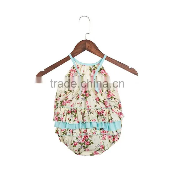 Summer Hot Sale Infant and Toddlers Clothing Romper Boutique Baby Girl Floral Bubble Romper photo-4