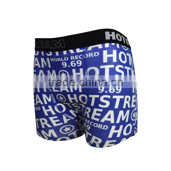Plastisol Letters Printed Man's Underwear Boxer Cotton Fabric Briefs Shorts photo-2