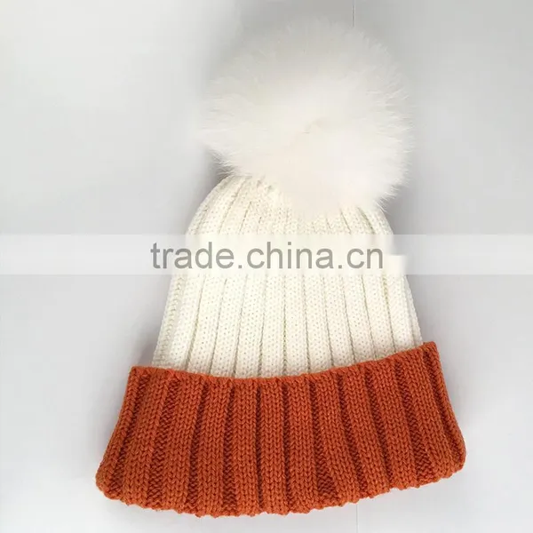 Myfur Wholesale Real Soft Fox Fur Pom Pom Knitting Wool Beanie photo-5