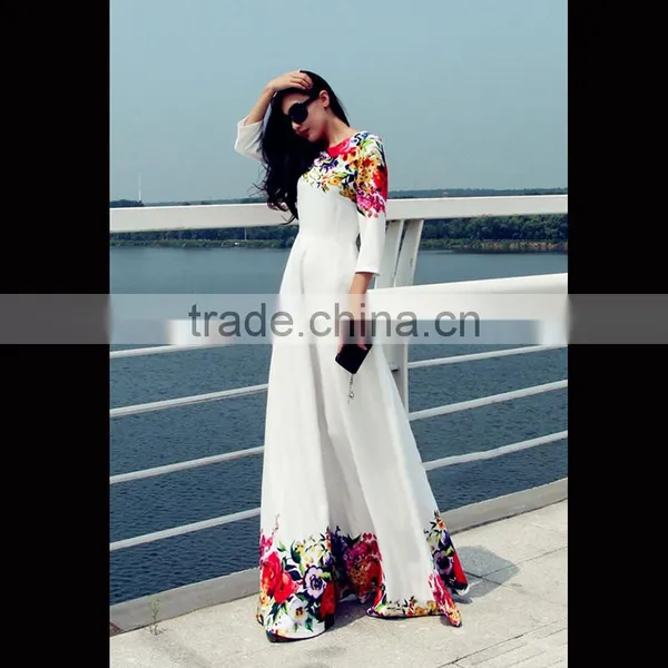 Walson 2016 New Women Dresses With White Floral Maxi Dress Women Floral Party Evening Dress Women Clothing photo-3