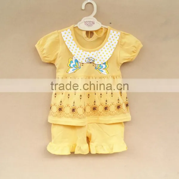 Wholesale Summer Cotton Printing Girls Kids t Shirt With Pants Set photo-3