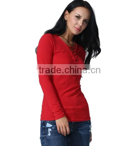 Spring Foreign Trade the Original Single Large Size T-shirt Female Cotton Pure Color Bind Coat photo-2