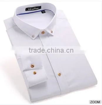 New Style Metal Button Shirt Latest Design for Men 2016 Organic Cotton Leisure Shirt photo-2