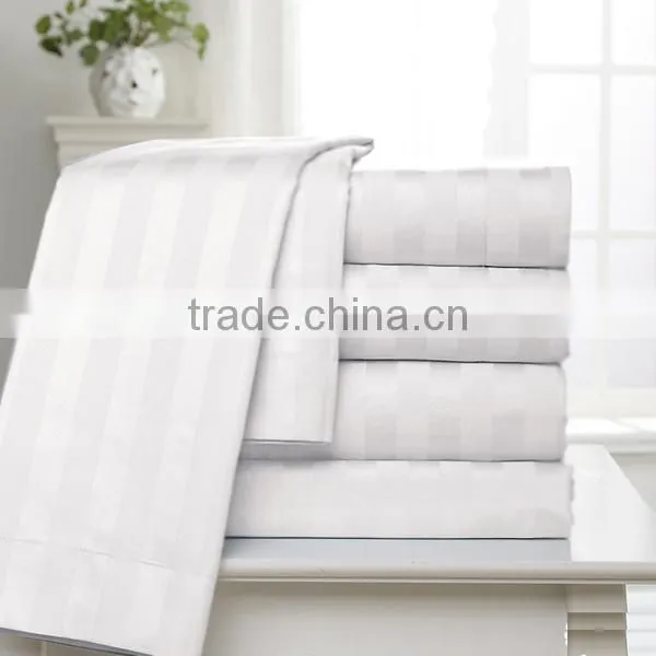 100% Cotton Bed Sheets 6pcs Hotel Bedding Set With Three Stripe photo-4