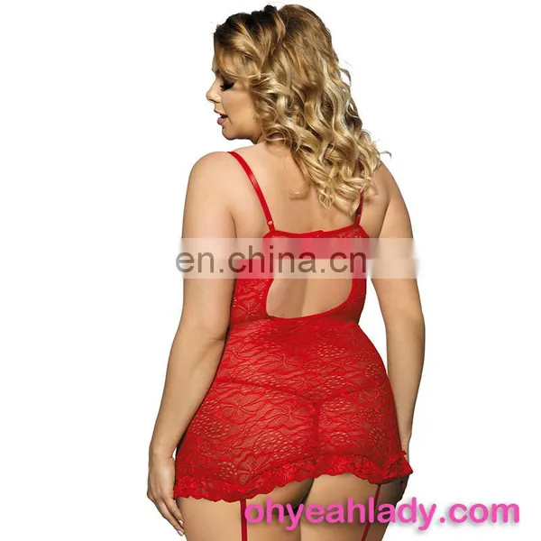 Three Color Four Size Lace See Through Sexy Lingerie for Fat Women photo-4