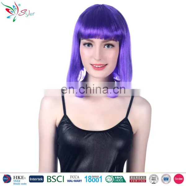 Wholesale Fashion Synthetic Hair Women Short Blue Bob Wig photo-3