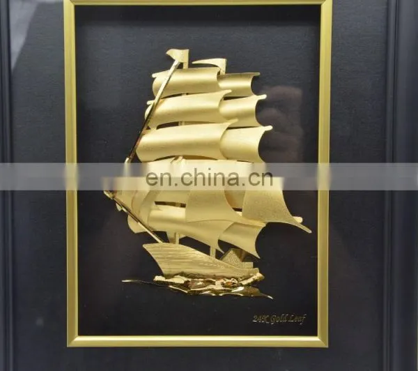 Good Price for 3D Ship Model 24K Gold Photo Frame, Gold Picture Frame For Wall Decoration photo-4