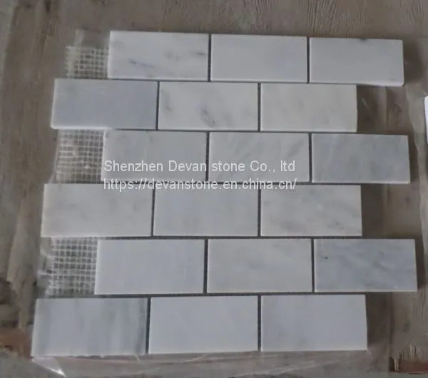 White Marble Brick Mosaic Tile Backsplash Mosaic photo-2
