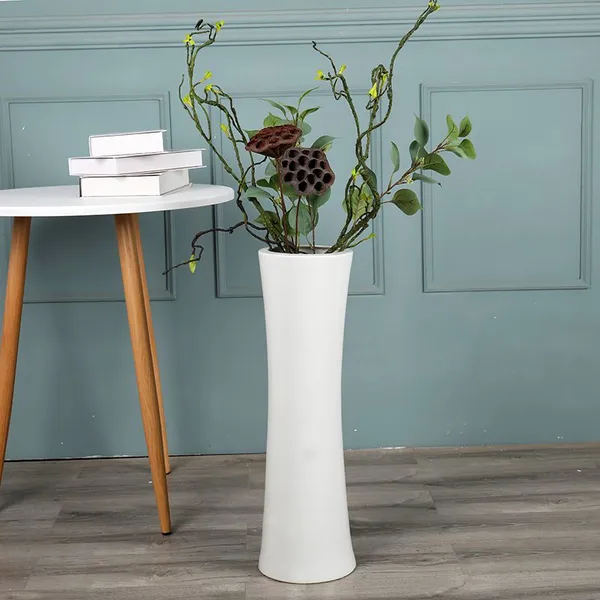 Creative Large White Seal Jingdezhen Ceramic Floor Vase For Living Room Office Study photo-4