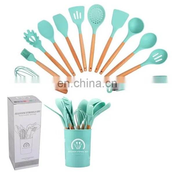 Amazon Best Seller 12 In 1 Set Silicone Cooking Tools Kitchen Utensils Set With Wooden Handle photo-3