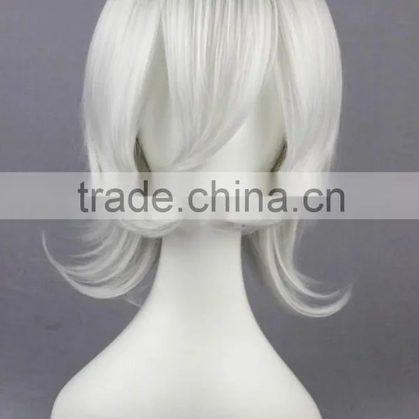 High Quality 35cm Short Curly D.Gray-Man-Allen Walker Silver White Synthetic Anime Wig Cosplay Hair Wig Party Wig photo-2