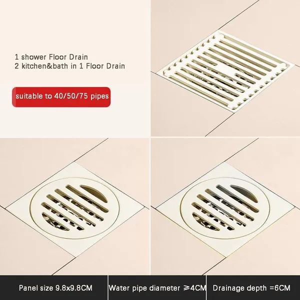 Anti-Odor Floor Drain 1 Shower Floor Drain + 2 Kitchen&bath in 1 Floor Drain
