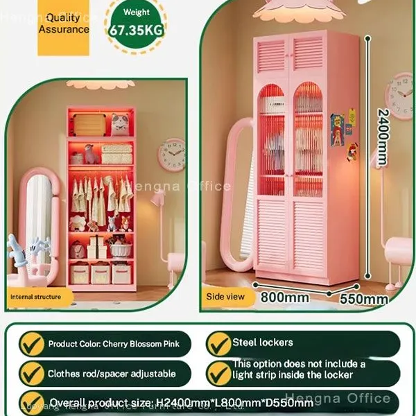 Young Adults Wardrobe With Glass Doors Adjustable Shelves, and Safe Design | Perfect for Bedroom Storage photo-2