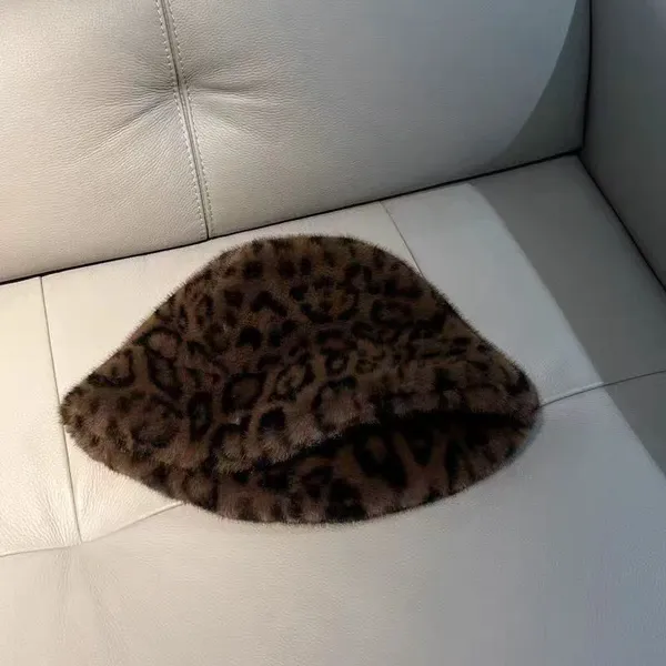 Leopard Print Faux Fur Bucket Hat photo-5