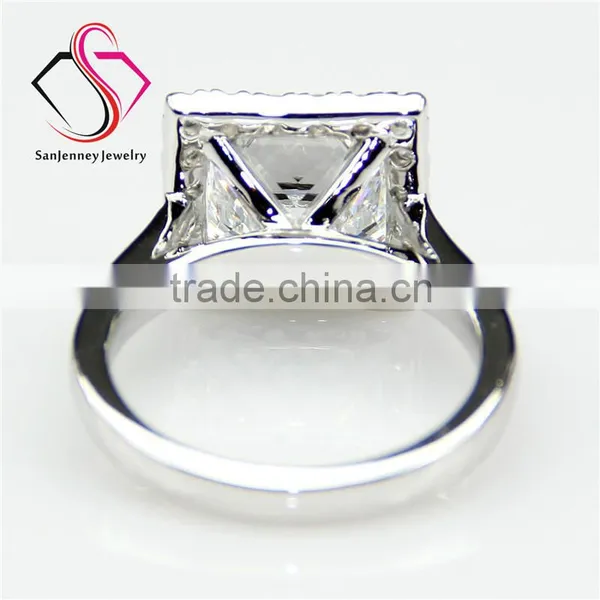 Princess Cut Moissanite Sqaure Halo 3 Carat 8mm Center 14k 18k White Yellow Gold Platinum Diamond Engagement Ring photo-2