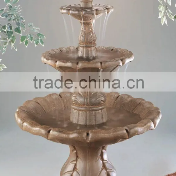 Outdoor Fiberglass Cast Stone Finish Classical Water Fountain